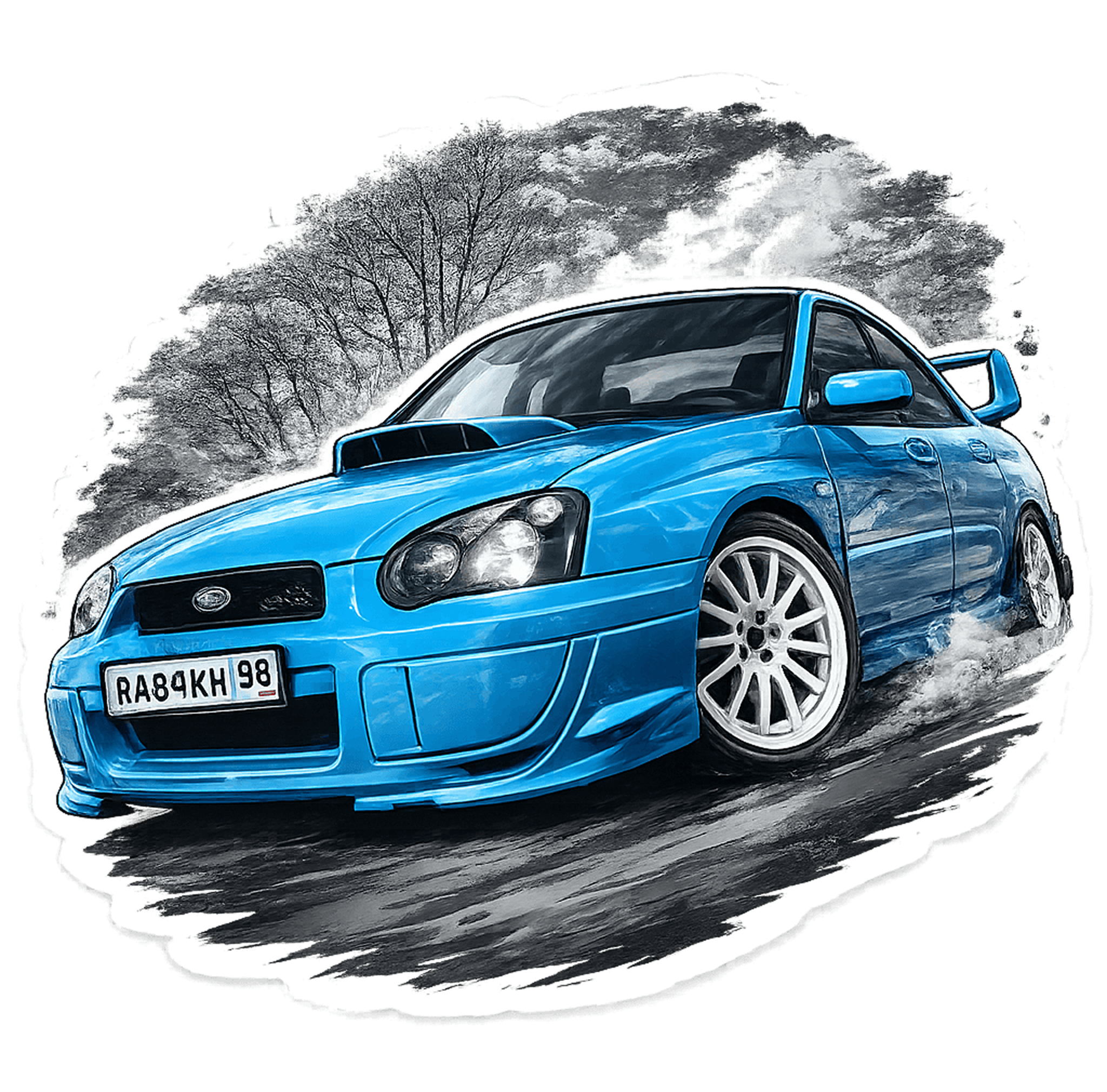 Blue Subaru Sticker
